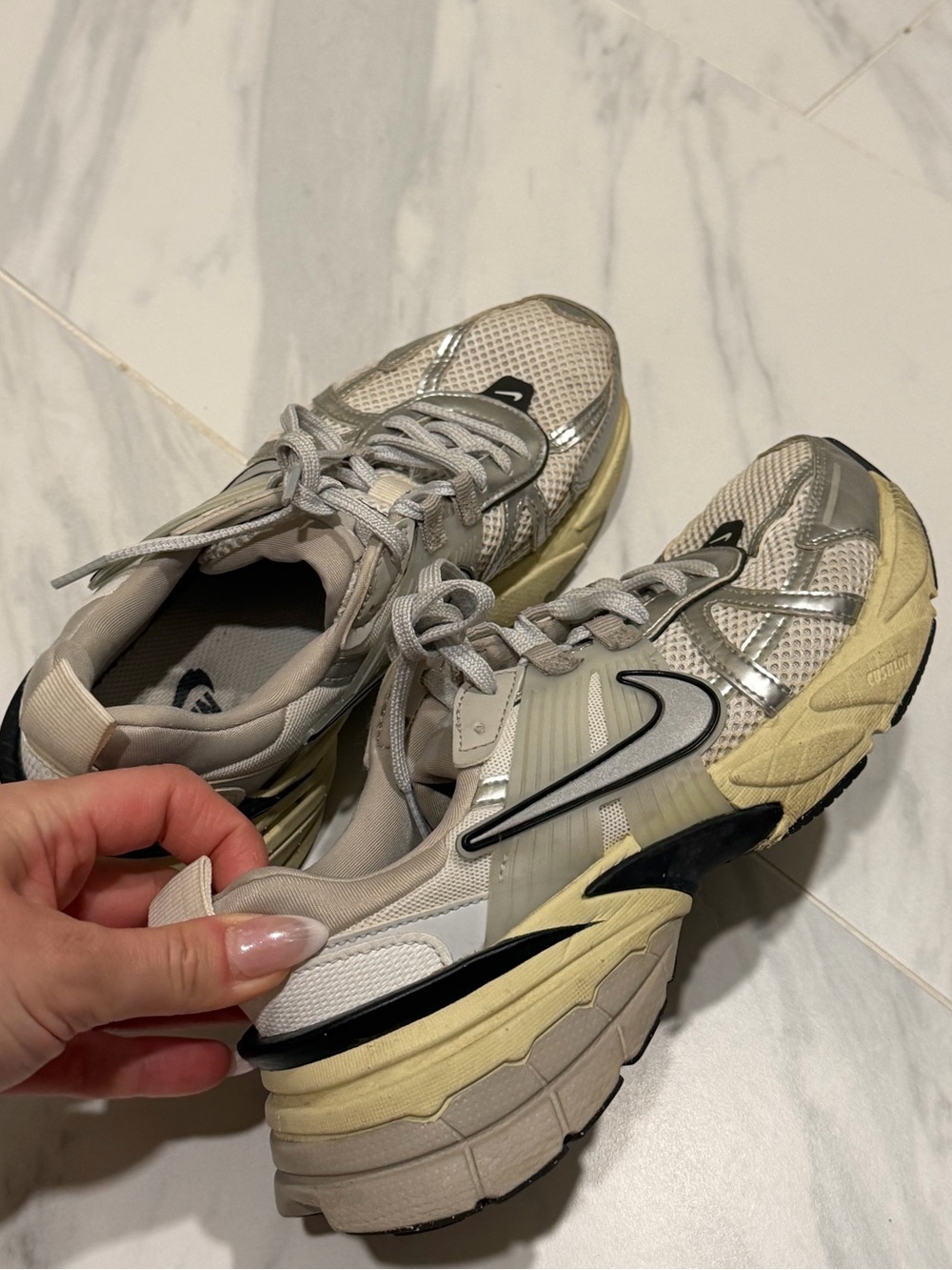 Nike Women's Mesh Trainer in Beige, Silver and Black
